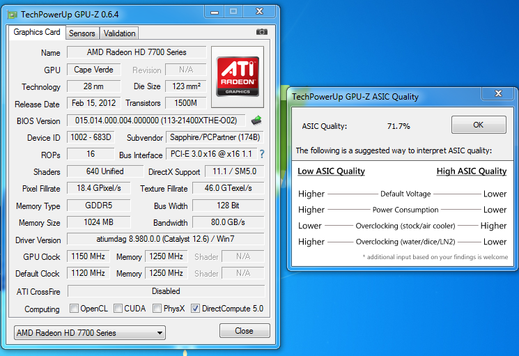 HD 7770 GPU Z. GPU-Z Radeon 4gb. HD 6850 1gb GPU Z. Sapphire HD 7770 GHZ Edition GPU Z.